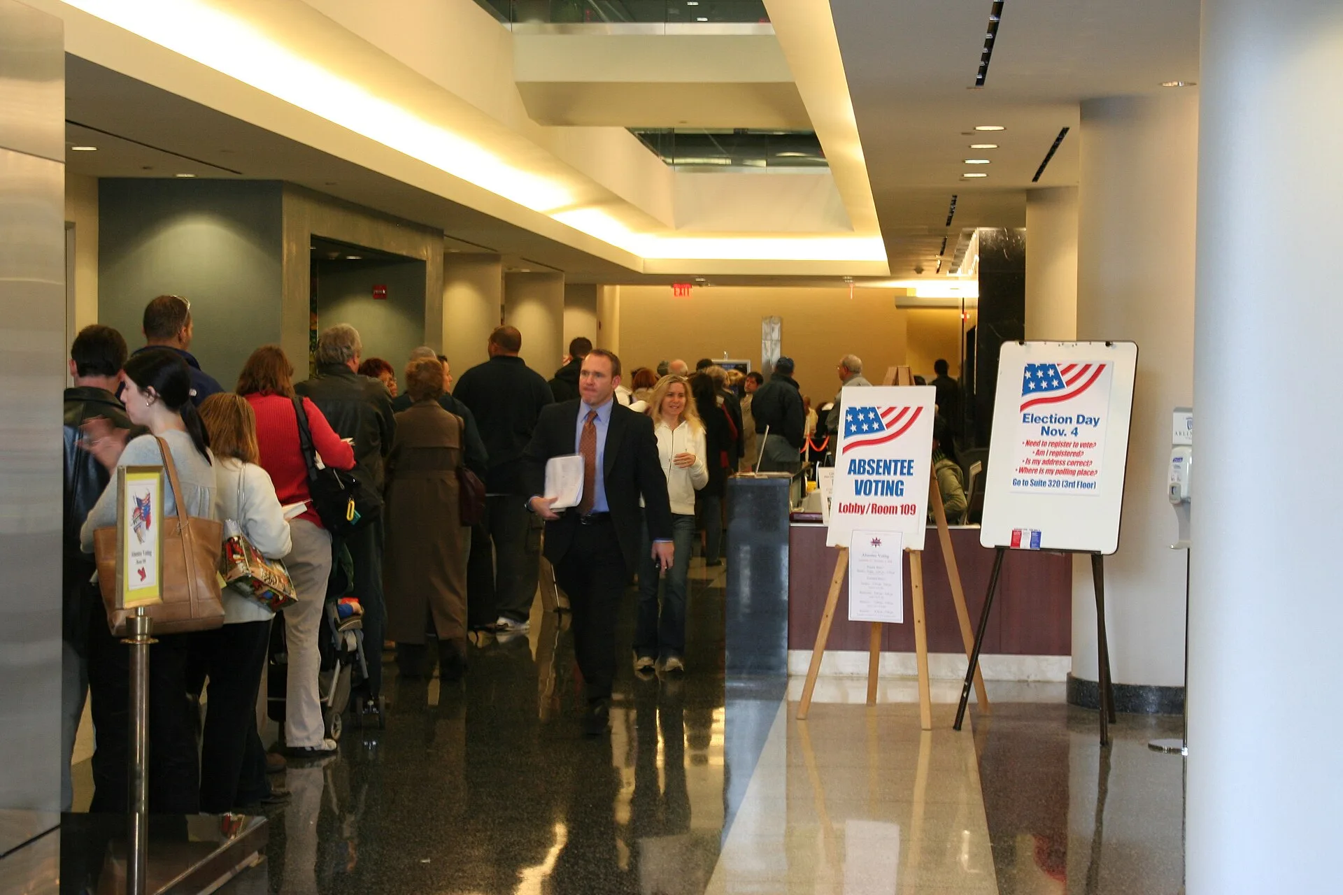 Voters line up at an early voting site in Arlington, Virginia. The picture does not show Joyner Park Community Center.